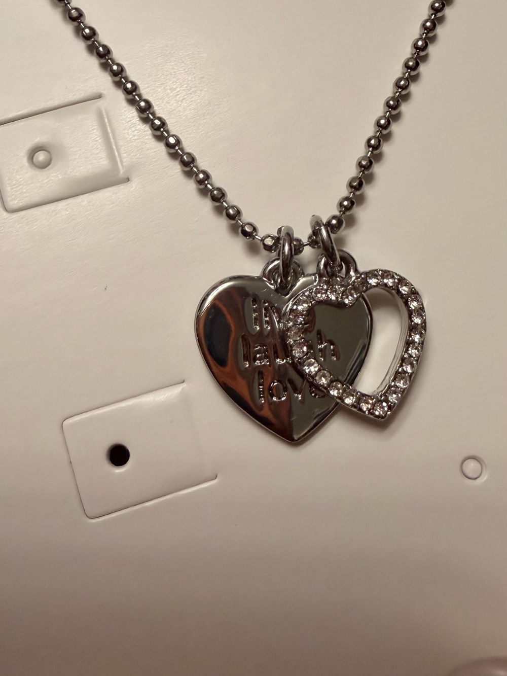 Lia Sophia “live laugh love” Necklace with Crystal-Accented Heart